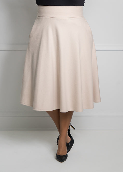 High Waisted Wool Midi Skirt