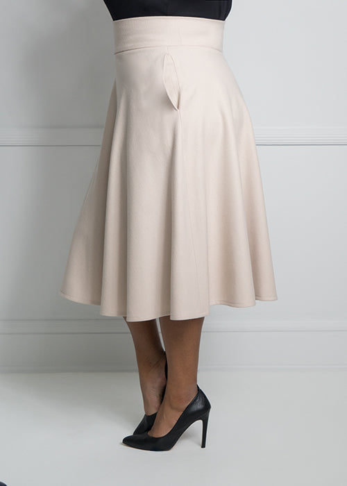 High Waisted Wool Midi Skirt